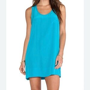 Joie teal green:blue 100% silk racerback tank dress. 34” length. Size medium